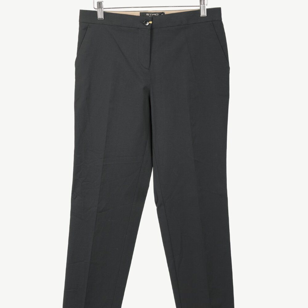 Etro Black Cotton-Blend Cropped Trousers